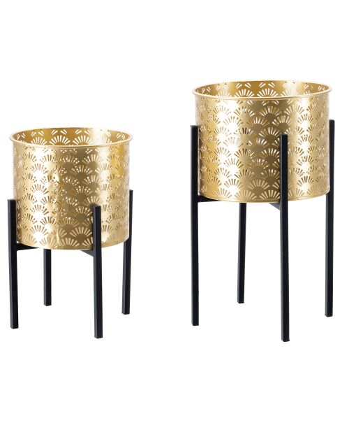2 maceteros brillantes en negro/dorado