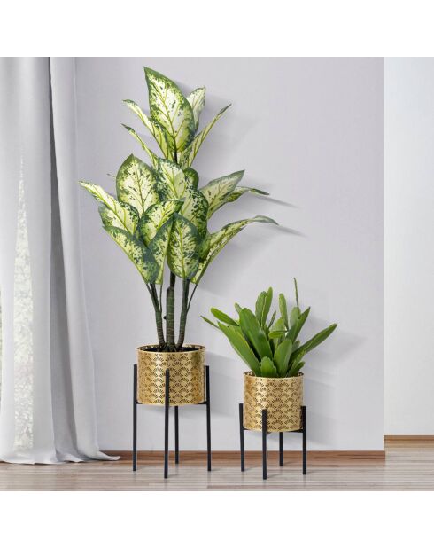 2 maceteros brillantes en negro/dorado