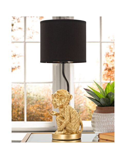 Zwart/gouden zittende apenlamp - D. 20x51,5 cm