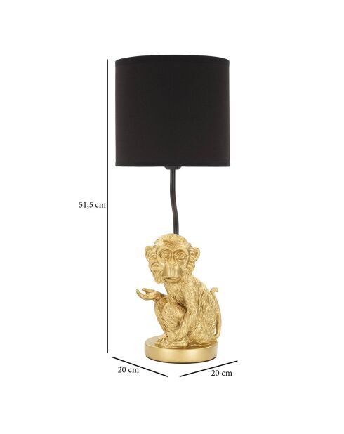 Zwart/gouden zittende apenlamp - D. 20x51,5 cm