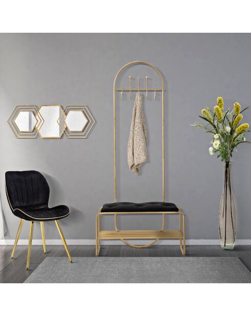 2 Chaises Paris noir/doré/blanc - 46x58x77 cm