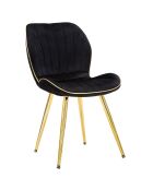 2 Chaises Paris noir/doré/blanc - 46x58x77 cm