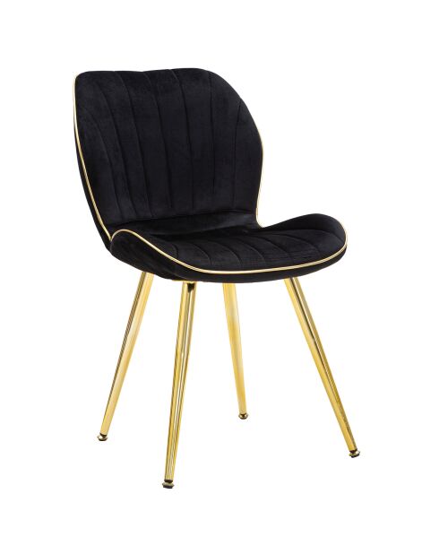 2 Chaises Paris noir/doré/blanc - 46x58x77 cm