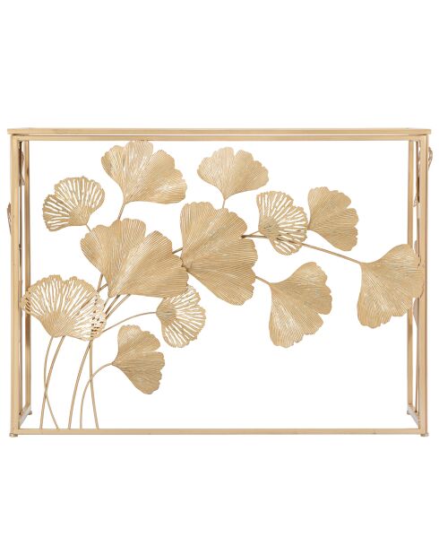 Table console en fer à feuilles dorée - 108x36.5x80 cm