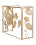Table console en fer à feuilles dorée - 108x36.5x80 cm
