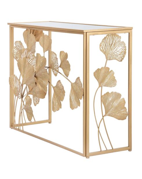 Table console en fer à feuilles dorée - 108x36.5x80 cm