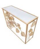 Table console en fer à feuilles dorée - 108x36.5x80 cm