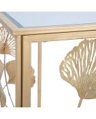 Table console en fer à feuilles dorée - 108x36.5x80 cm