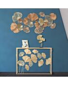 Table console en fer à feuilles dorée - 108x36.5x80 cm