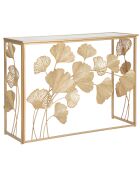 Table console en fer à feuilles dorée - 108x36.5x80 cm