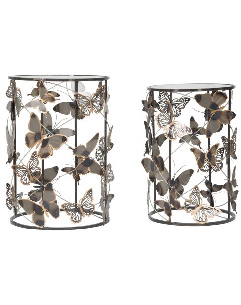 2 mesas con forma de mariposa negra