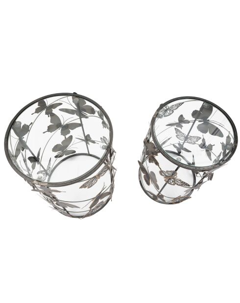 2 mesas con forma de mariposa negra