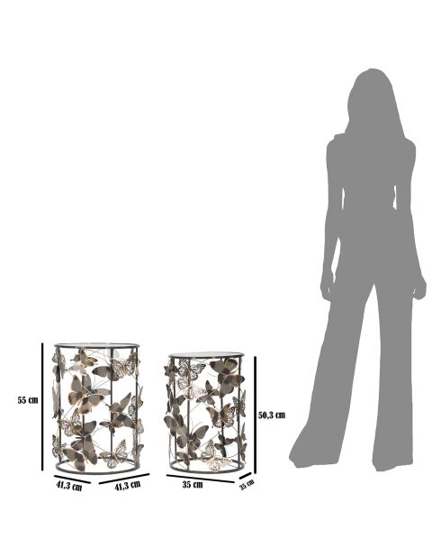 2 mesas con forma de mariposa negra