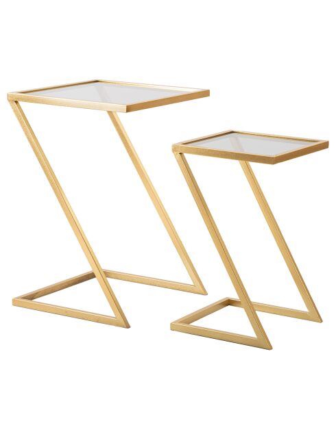 2 mesas pequeñas en Z doradas