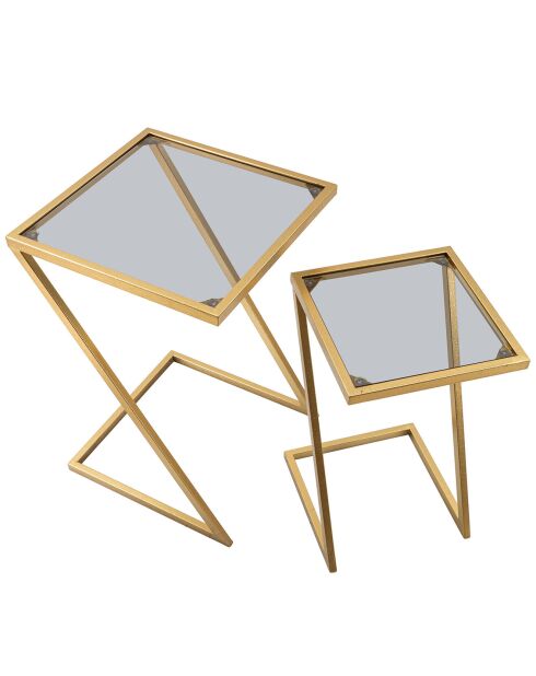 2 mesas pequeñas en Z doradas