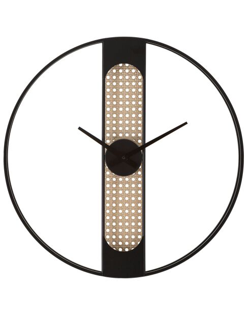 Zwarte ribby wandklok - D. 60x5 cm