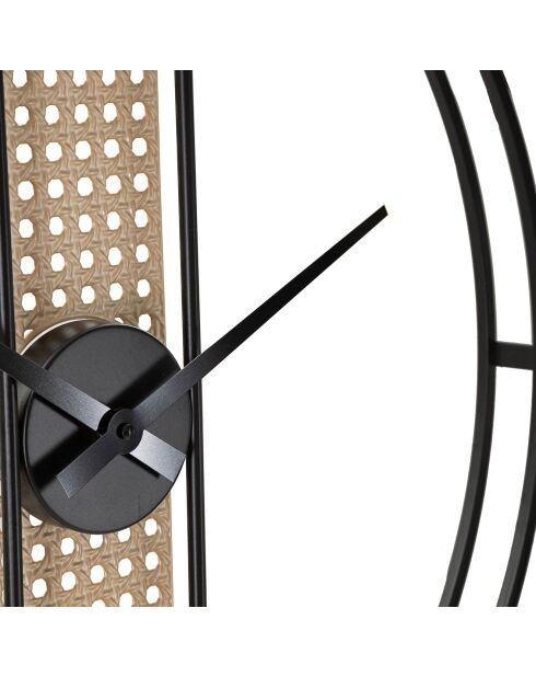 Zwarte ribby wandklok - D. 60x5 cm