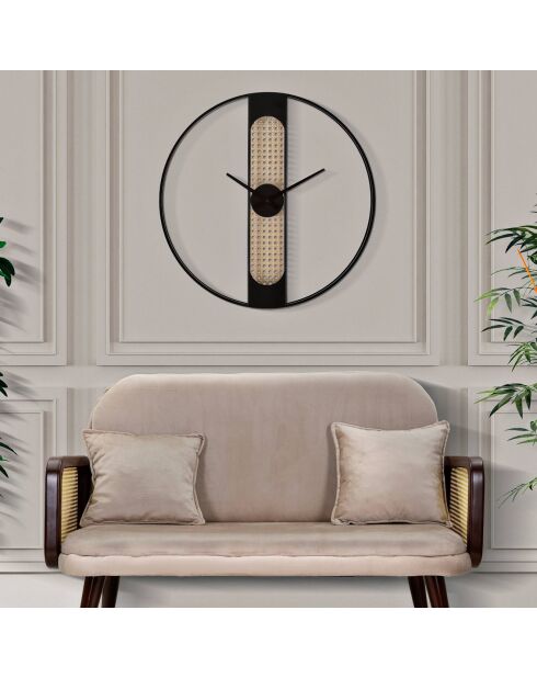 Zwarte ribby wandklok - D. 60x5 cm