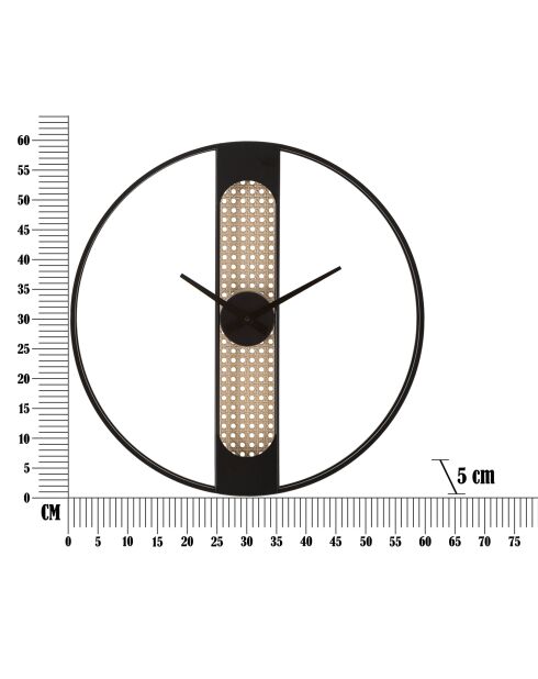 Zwarte ribby wandklok - D. 60x5 cm