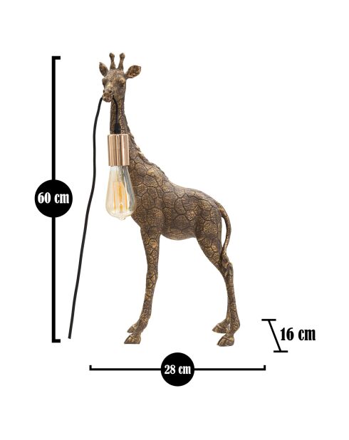 Lampada da tavolo dorata giraffa - 28x16x60 cm