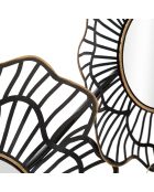 Décoration murale en fer Osaka avec miroirs doré/noir - 121x5x56 cm