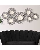 Décoration murale en fer Osaka avec miroirs doré/noir - 121x5x56 cm