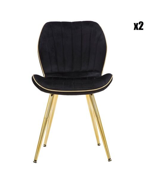 2 Chaises Paris noir/doré/blanc - 46x58x77 cm
