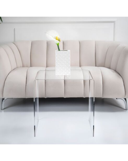 Table basse/chevet 80's transparente - 55x44x56 cm