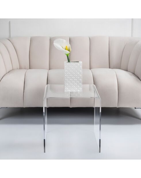 Table basse/chevet 80's transparente - 40x40x40 cm