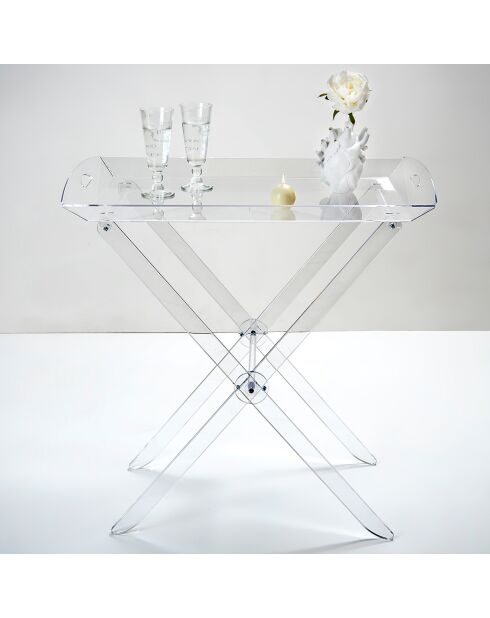 Table pliable avec plateau transparent - 71x47x73 cm