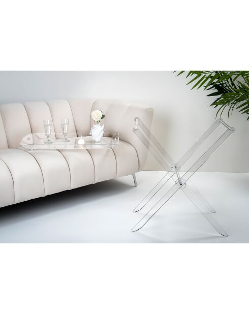 Table pliable avec plateau transparent - 71x47x73 cm