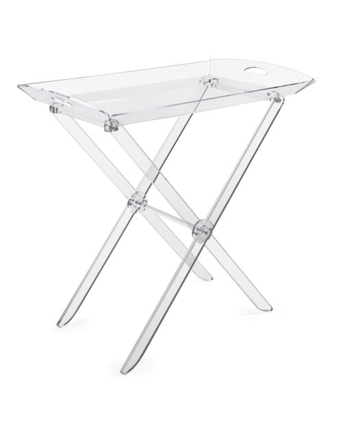 Table pliable avec plateau transparent - 71x47x73 cm