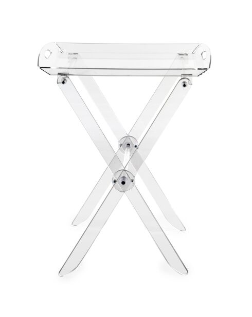 Table pliable avec plateau transparent - 47x36x61 cm