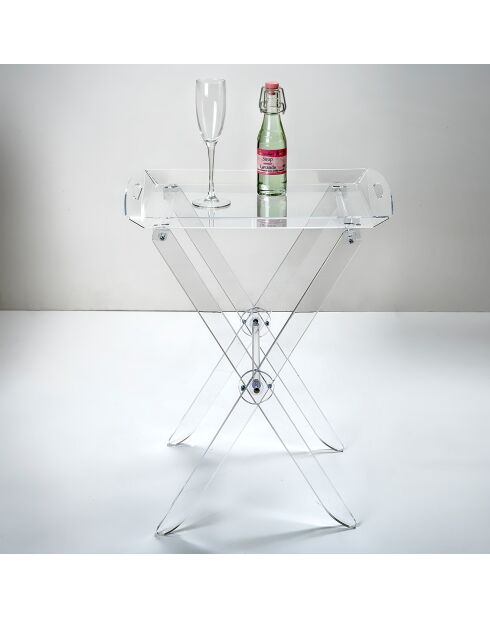 Table pliable avec plateau transparent - 47x36x61 cm