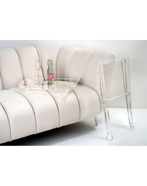Table pliable avec plateau transparent - 47x36x61 cm