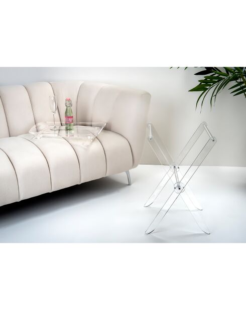 Table pliable avec plateau transparent - 47x36x61 cm