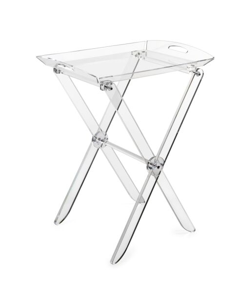 Table pliable avec plateau transparent - 47x36x61 cm