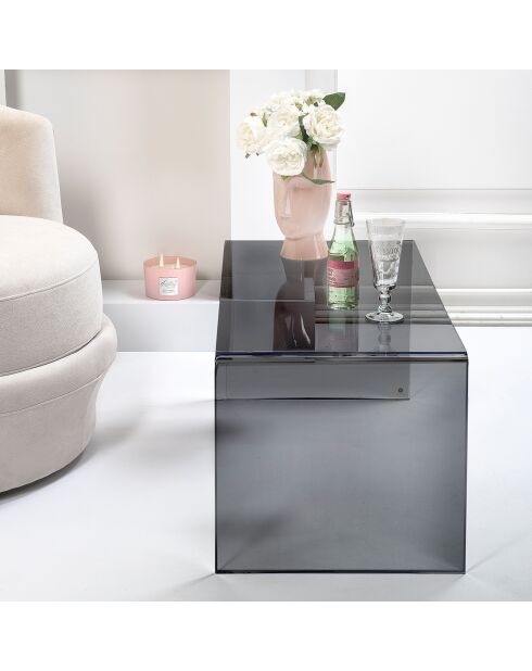 Tavolino Milvio nero trasparente - 81x40x36 cm