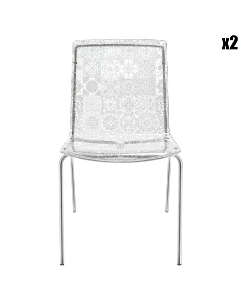 2 Chaises en majolique Milano transparentes - 48x51x83 cm