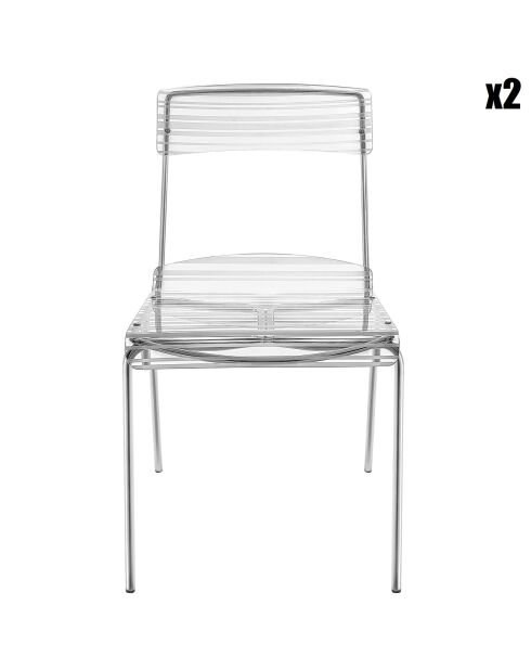 2 Chaises code-barres Numana transparentes - 48x51x83  cm