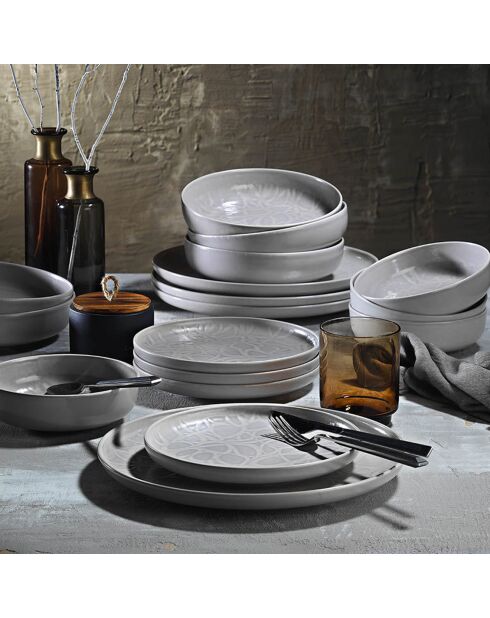 Service de table en Porcelaine gris - 24 pièces