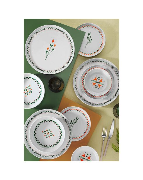 Service de table en Porcelaine multicolore - 24 pièces