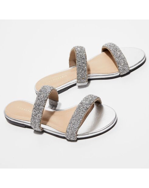 Mules de piel Silver Sparkling Abbyni