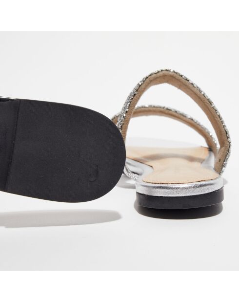 Mules de piel Silver Sparkling Abbyni