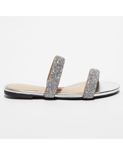 Mules de piel Silver Sparkling Abbyni