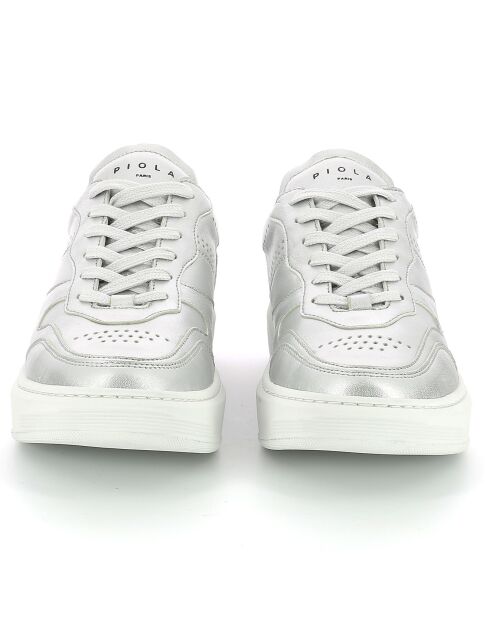 Sneakers en Cuir Oda argenté/blanc