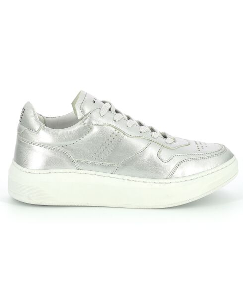 Sneakers en Cuir Oda argenté/blanc