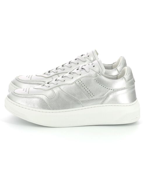 Sneakers en Cuir Oda argenté/blanc