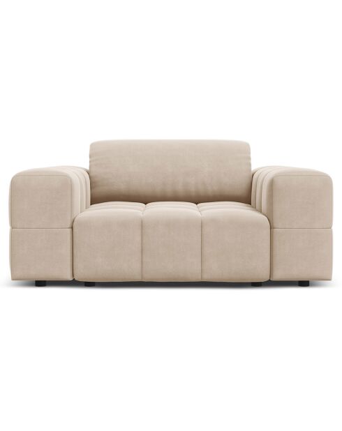 Fauteuil Velours Luc beige - 124x102x70 cm