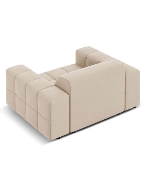 Fauteuil Velours Luc beige - 124x102x70 cm